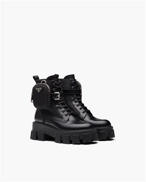 prada biker boots green|Monolith brushed rois leather and nylon biker boots .